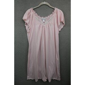 Miss Elaine Short Flutter Sleeve Pajama Gown-Medium-Lace-Embroidered-Classic